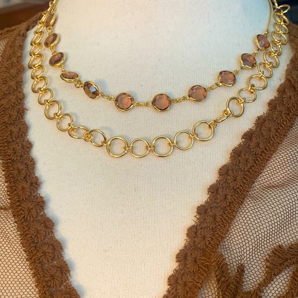 Swarovski crystals and gold chain The layered look